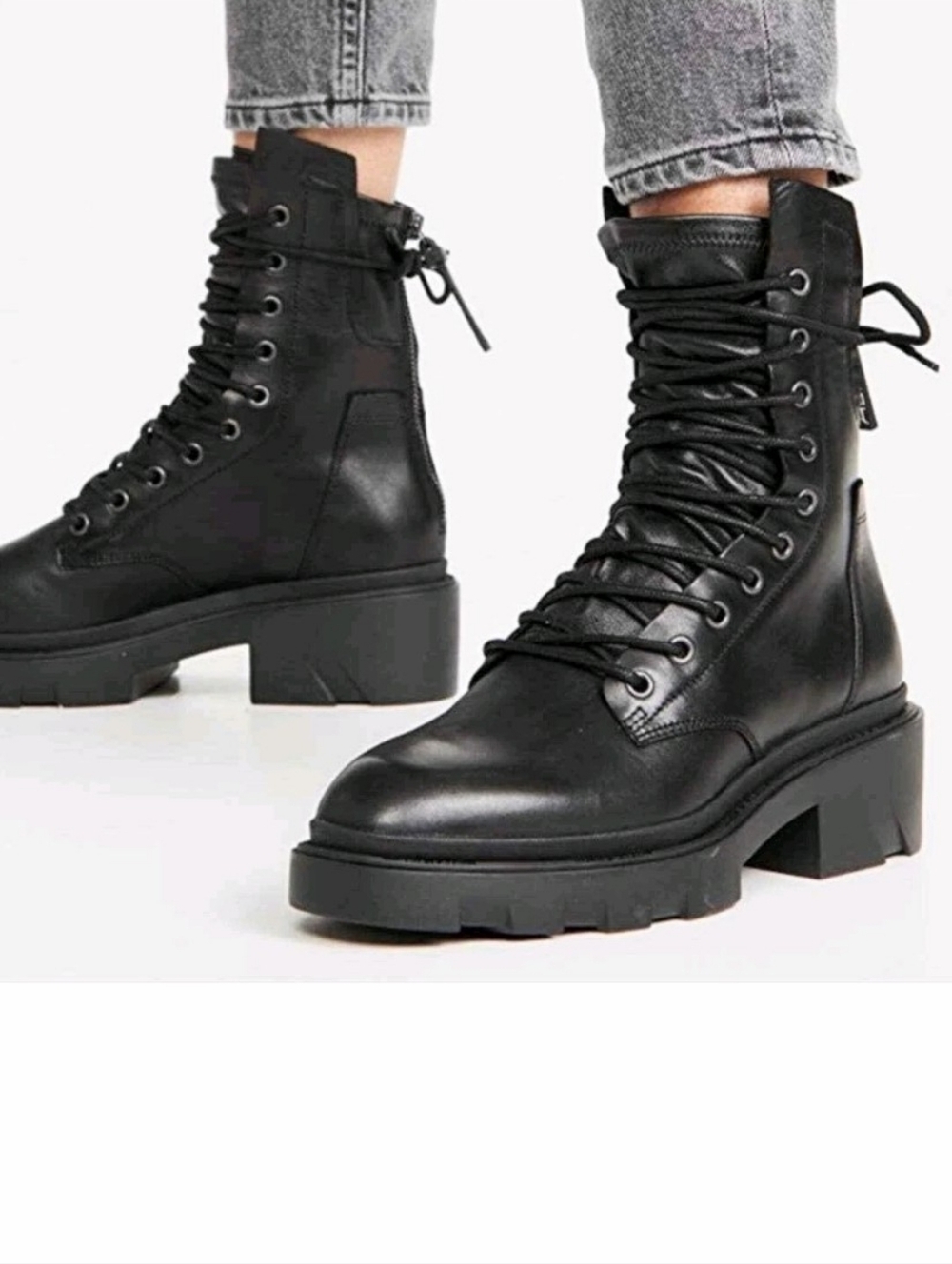 ASH Maddox Combat Boots Black Lace-Up Chunky Lug Soles